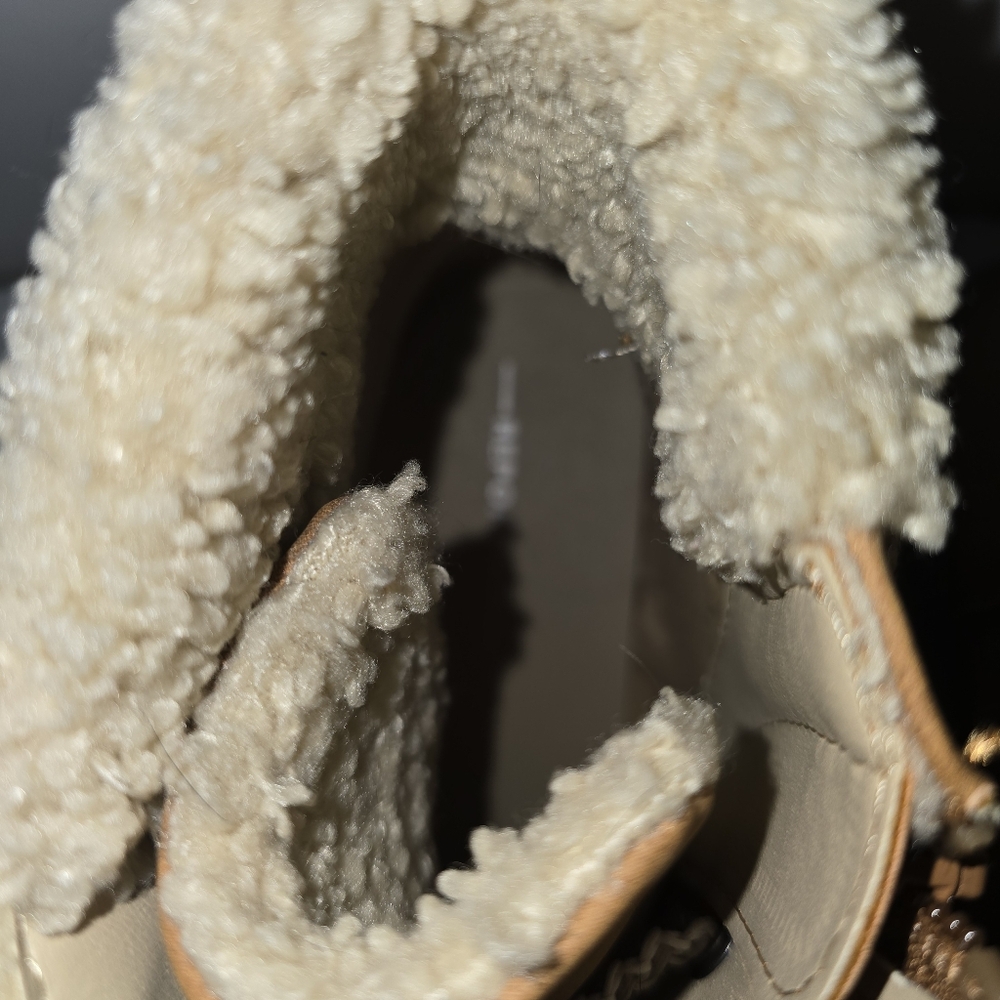 REPORT Camel Brown Combat Boot Faux Fur Detail Lace Up & Zipper Closure Size 9.5 - Picture 10 of 17